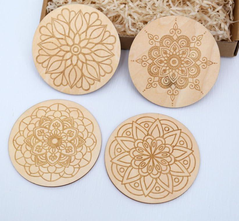 Haoser Wooden Mandala Paint Kit Tea Coasters Art and Craft Kit, Painting Brush for Girls Boys 9-12 Years Coaster DIY Kit Set of 6 Beginner Kit | DIY Kit for Birthday Gift|DIY Kit for Mandala Coaster for craft - Haoser