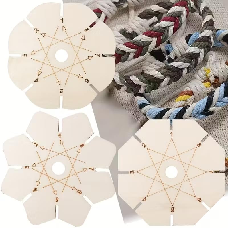3 Pcs Flower-Shaped Wooden Braiding Discs, Kumihimo Bracelet Maker Tool