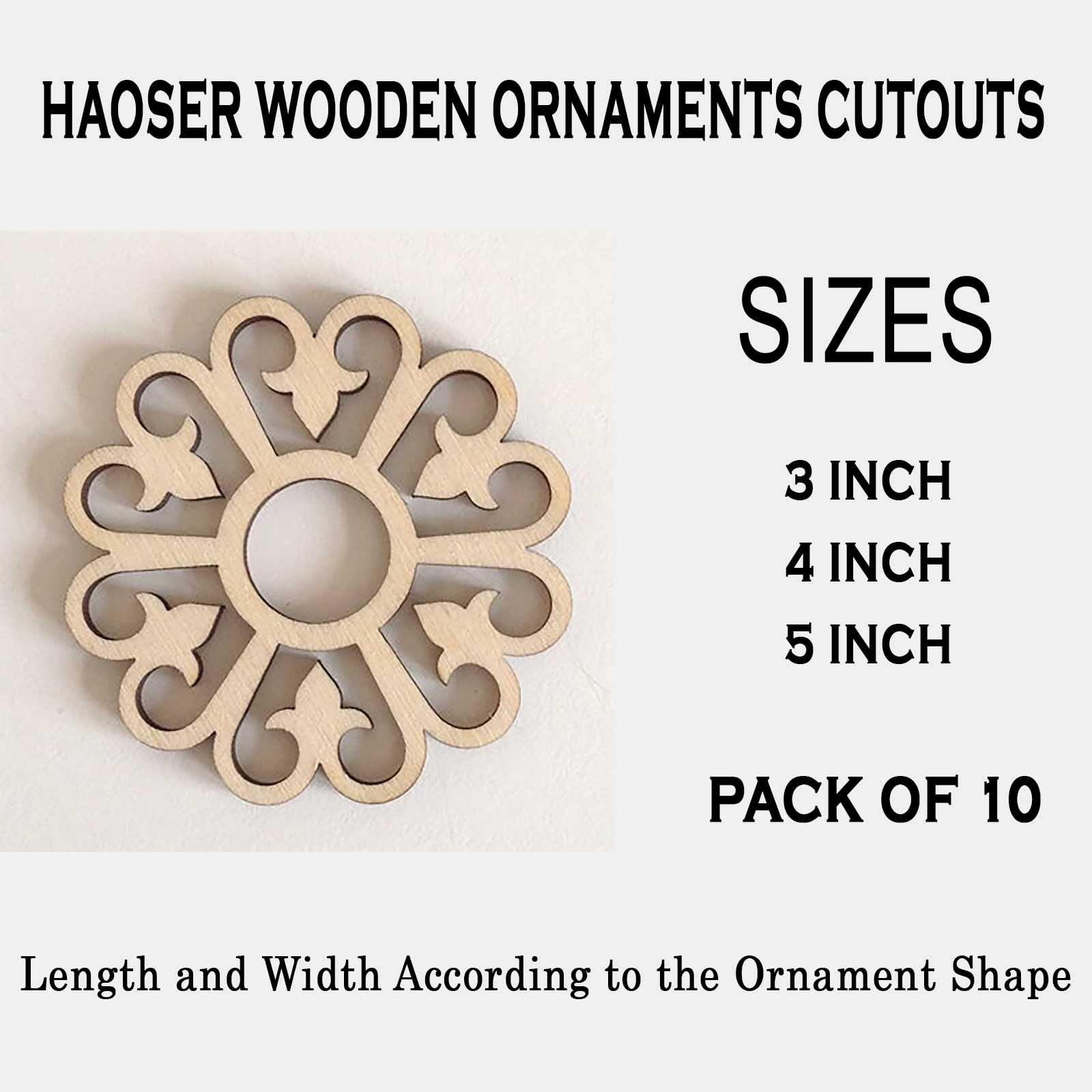 Haoser Wooden Ornaments Cutouts for Home Decor, Laser Cut Wood Cutouts for DIY Craft Project (Ornament-4) - Haoser