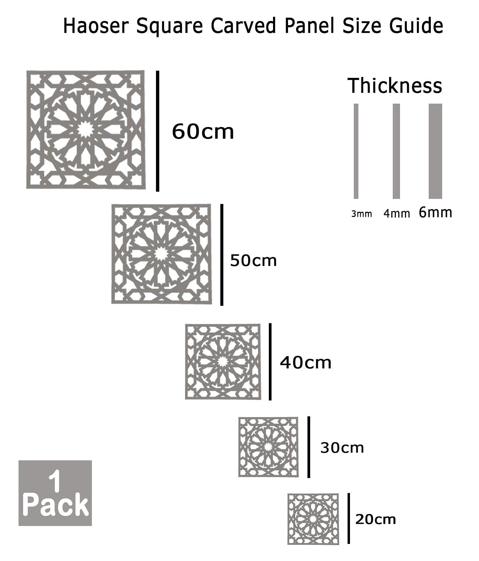 Haoser Home Décor Geometic Laser Cut Carved Panel for Living Room, Windows, Room Partition (Square Panel-7) - Haoser