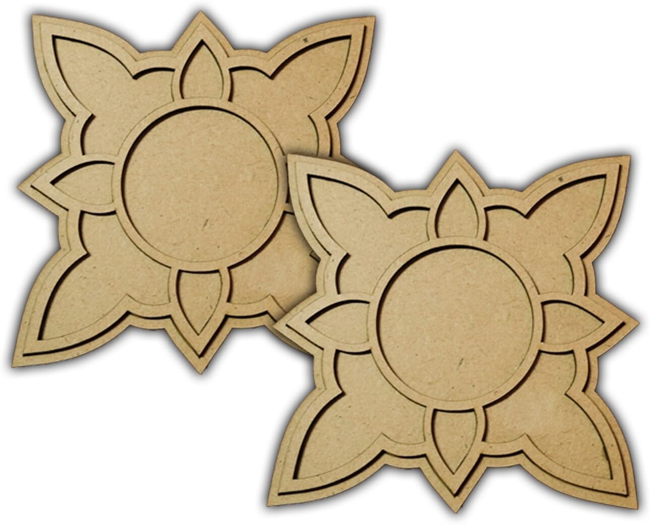 Pack of 2 Wooden Tealight Holders for Home & Office Décor | Pine MDF Elegant Candle Stand for Puja, Diwali, Living Room & Table Decoration