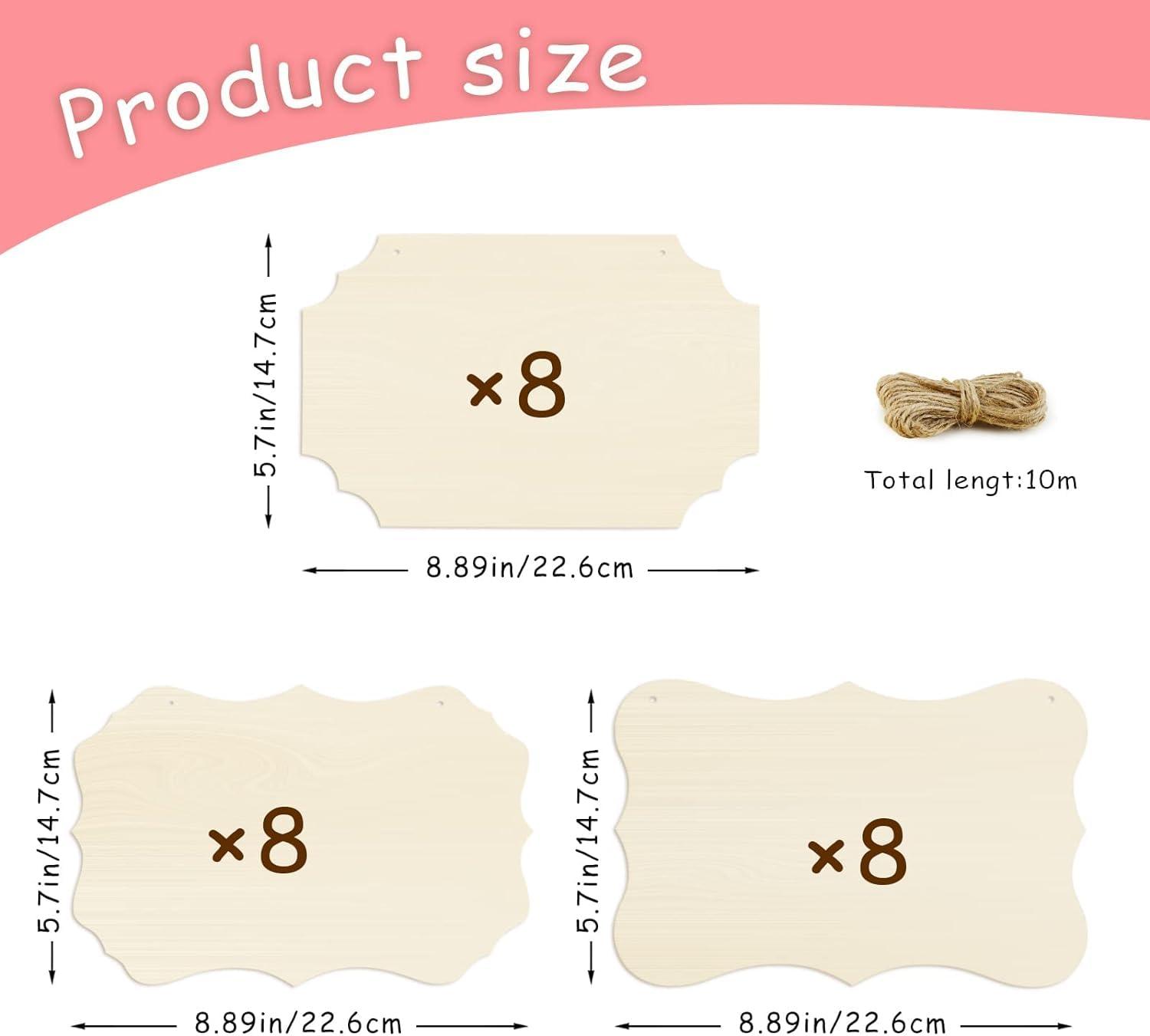 Haoser 15 Pcs Unfinished Wood Sign Blank Wood Blanks Wooden Plaque for Craft Oval Hanging Wood Sign 9 x 6 in Rectangle Shaped Wood Plaque Wood Ornaments Wood Slices for DIY Painting Writing Decoration - Haoser