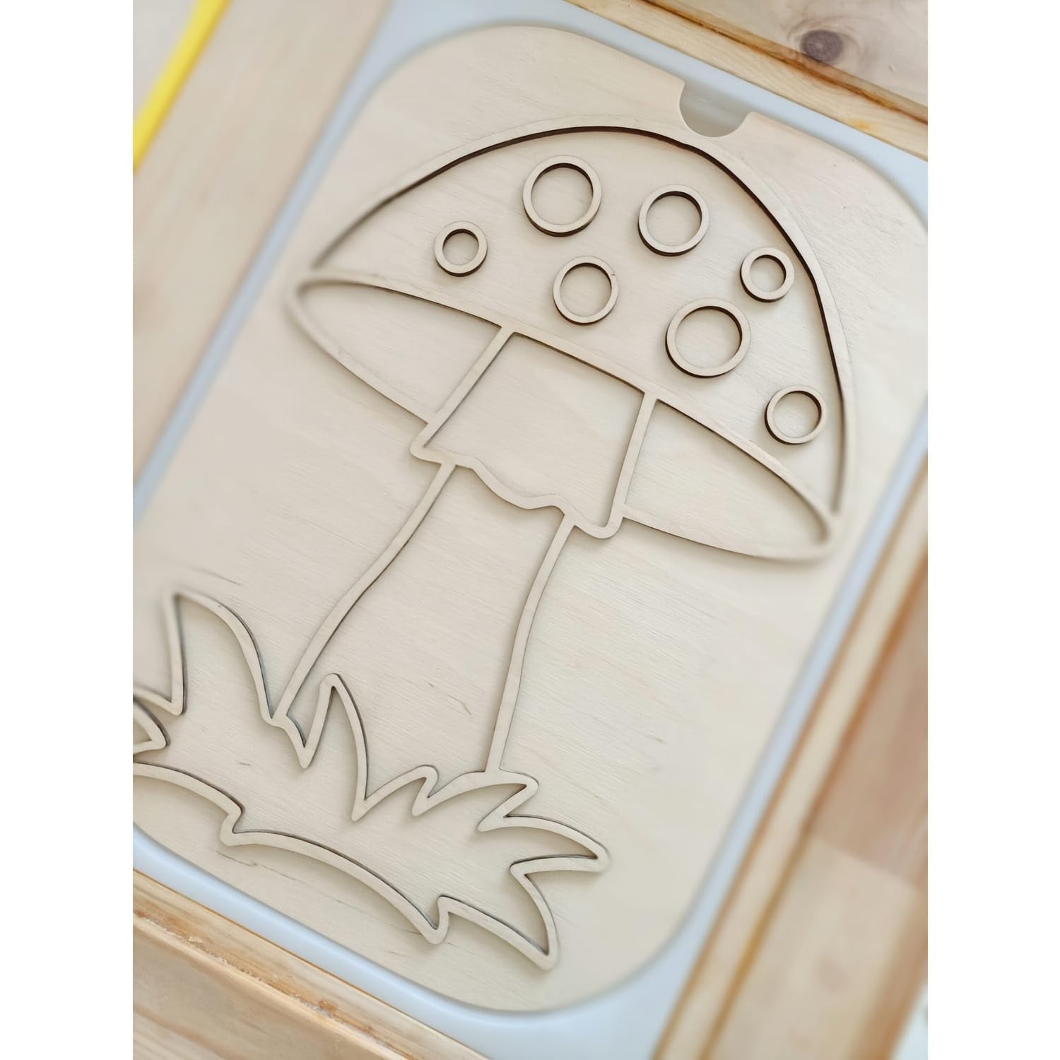 Mushroom Shape Wooden Decorative Tray with Lid | Table Centerpiece Organizer for Home Decor