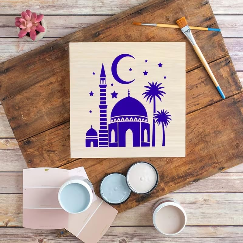Islamic Stencil Templates | Mosque & Middle Eastern Pattern DIY Cutouts | Reusable PET Plastic Stencils for Ramadan Crafts