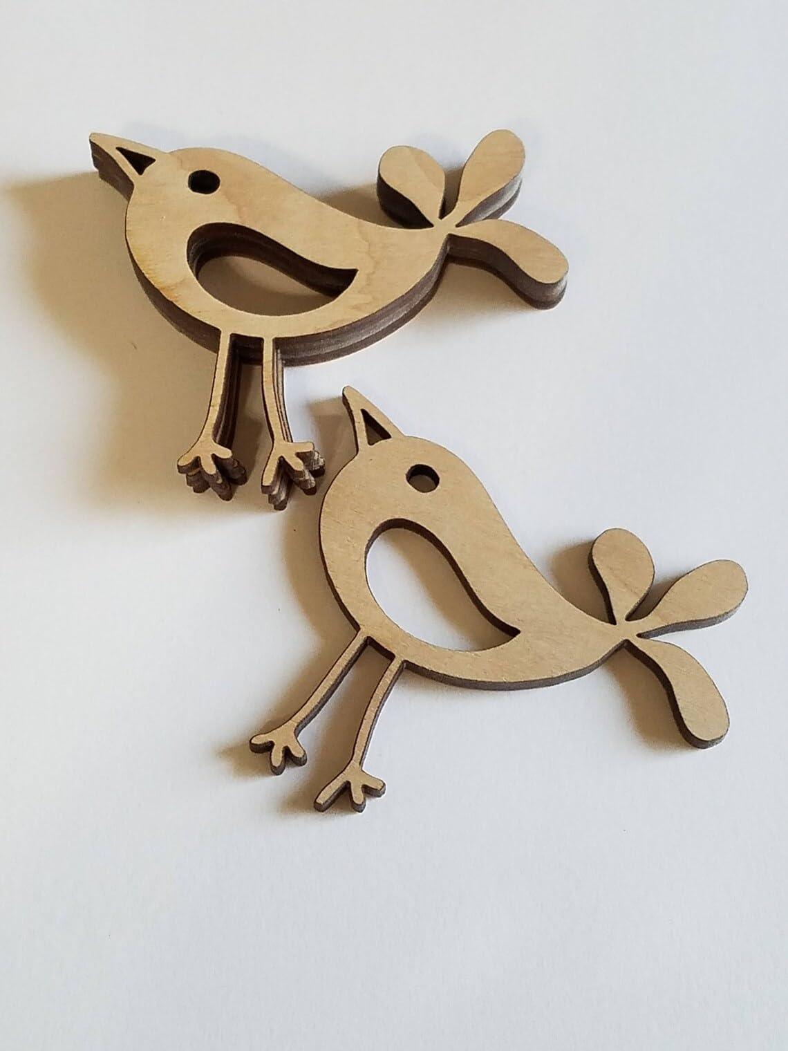 Haoser Wooden Bird Cutouts, Unfinished Wood Birds, Bird Wood Shapes, 12 Piececs Bird Wood DIY Crafts Cutouts, Birds Decoration Items for Home Decor,Hanging Wooden Birds Ornaments - Haoser