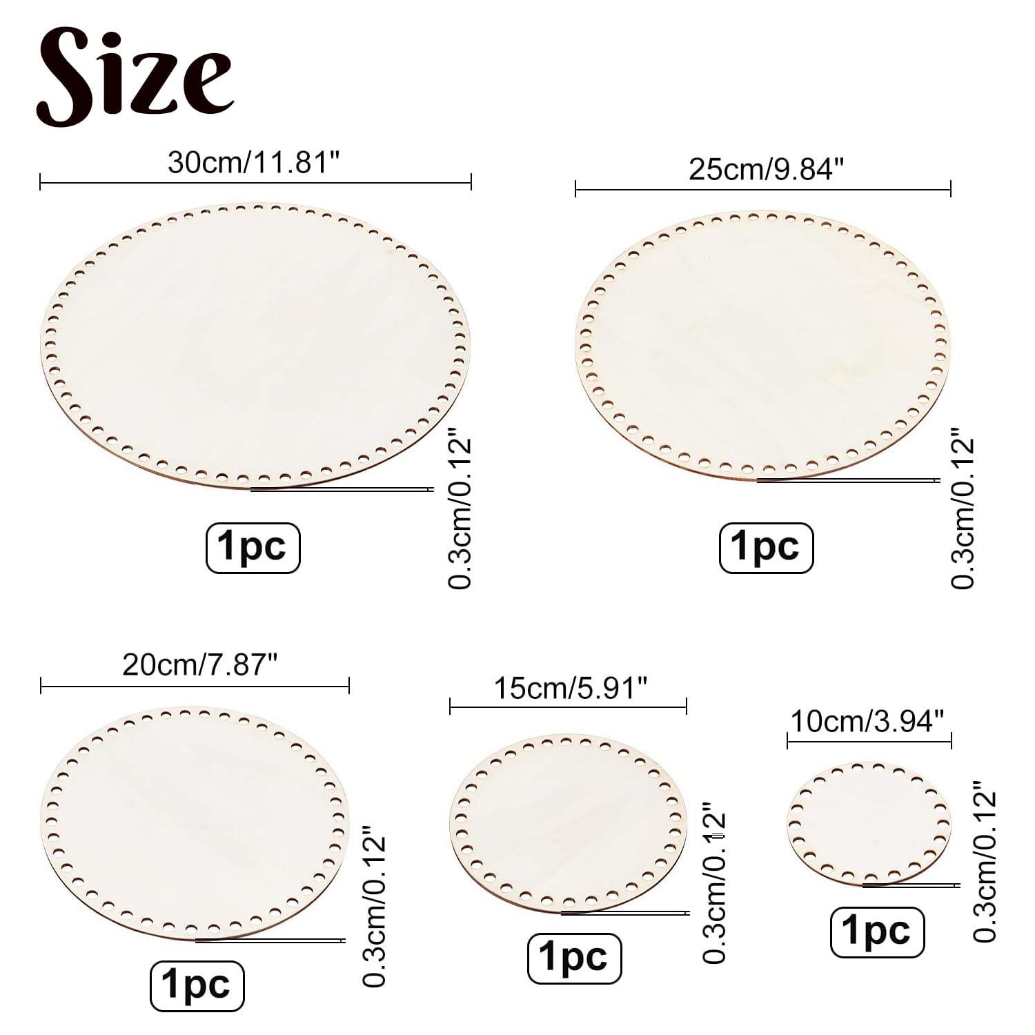 Haoser 5 PCS Wooden Crochet Bag Bottom, Circle Wooden Basket Bottom Wooden Base Shaper Blank Crochet Base for DIY Basket Craft Weaving Making Supplies - Haoser