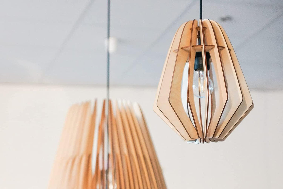 Wooden Farmhouse Chandelier, Distressed Pine MDF Wood Pendant Lighting Fixtures, One Light Hanging Ceiling Lamp for Living Room, Dining Room, Bedroom and Foyer (LxW-12x14IN) - Haoser