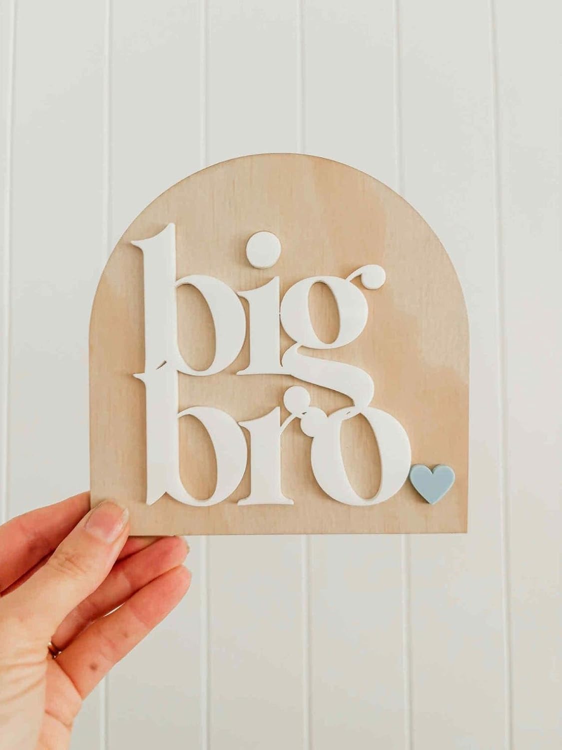 Pack of 4 Big/Little Brother & Sister Plaques – Wooden Baby Announcement Keepsake Signs, Bro Sis Pregnancy Reveal Plaques for Sibling Photo Props & Nursery Decor, 4 Inch