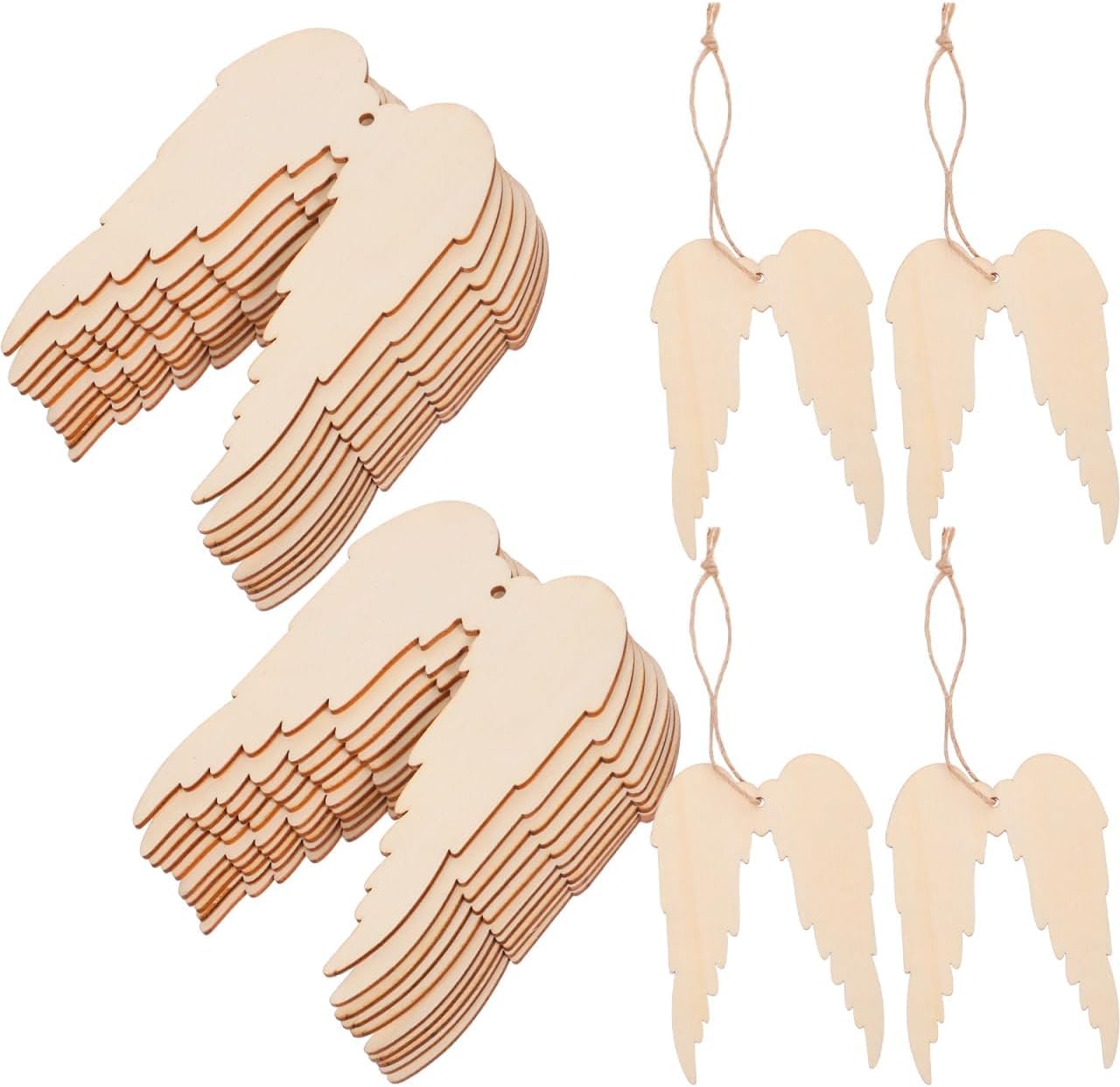 20 Pcs Angel Wings MDF Wooden Cutouts for DIY Craft | Unfinished Wood Angel Wing Shapes for Painting