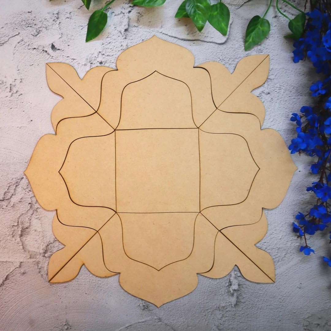 Wooden MDF Rangoli 10x10 Inch | DIY Base for Diwali Decoration & Mandala Art | Unfinished Craft Board | MDF Rangoli for Painting
