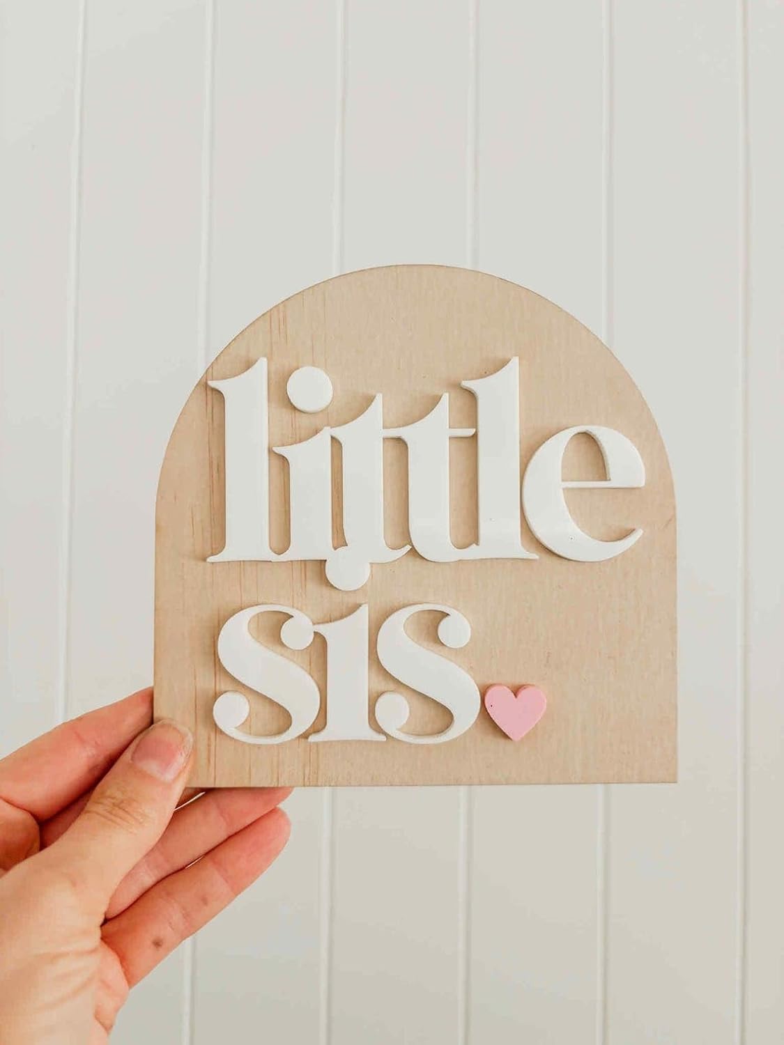 Pack of 4 Big/Little Brother & Sister Plaques – Wooden Baby Announcement Keepsake Signs, Bro Sis Pregnancy Reveal Plaques for Sibling Photo Props & Nursery Decor, 4 Inch