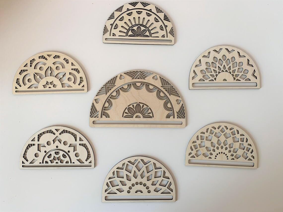 Wooden MDF Macrame Wall Hanging Base | Pack of 7 Unique Designs | Macramé Blanks for DIY Crafts & Home Decor | Size 6x4 inch | Wall Art & Hanging