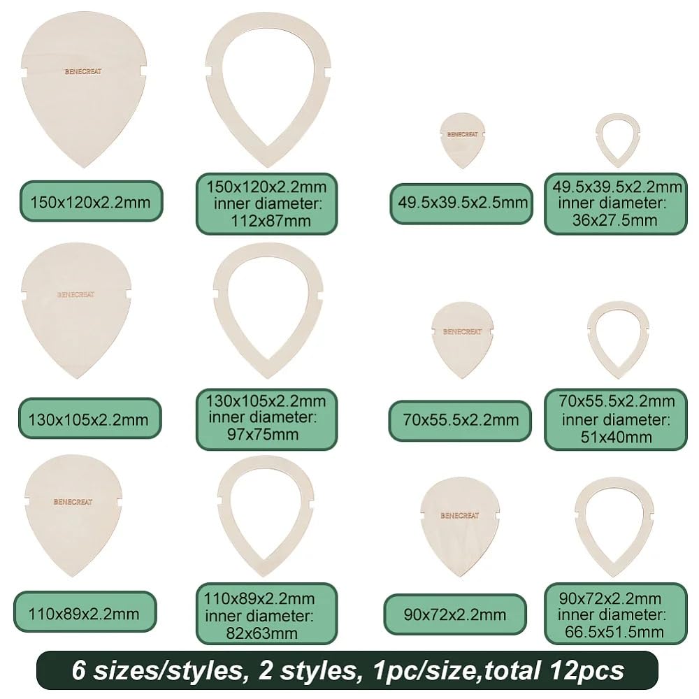 Pack of 12 Wooden MDF Leaf Macrame Cutting Molds | 15x12 cm Macrame Leaf Template | Feather Shaped Cutting Tool for Macrame Crafts | DIY Wall Hanging & Craft Accessories