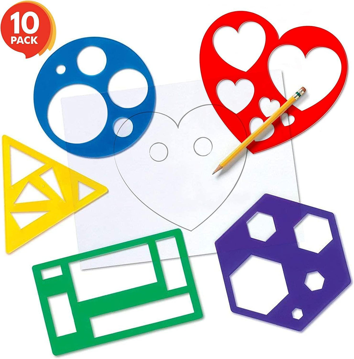 Haoser Wooden Shape Stencil Set for Kids Learning Tool for Toddlers and Preschooler (Beige Colour-4 in) - Haoser