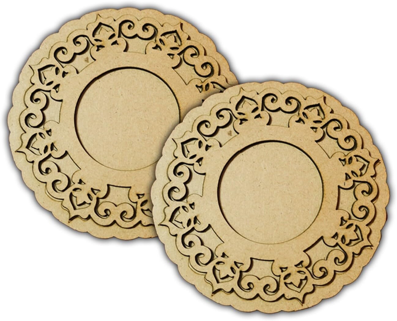 Pack of 2 Wooden Tealight Holders for Home & Office Décor | Pine MDF Elegant Candle Stand for Puja, Diwali, Living Room & Table Decoration