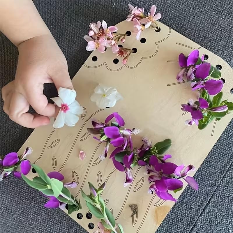 Spring Wooden Lacing Board for Kids | Montessori Threading Toy | DIY Wooden Craft Board with Holes