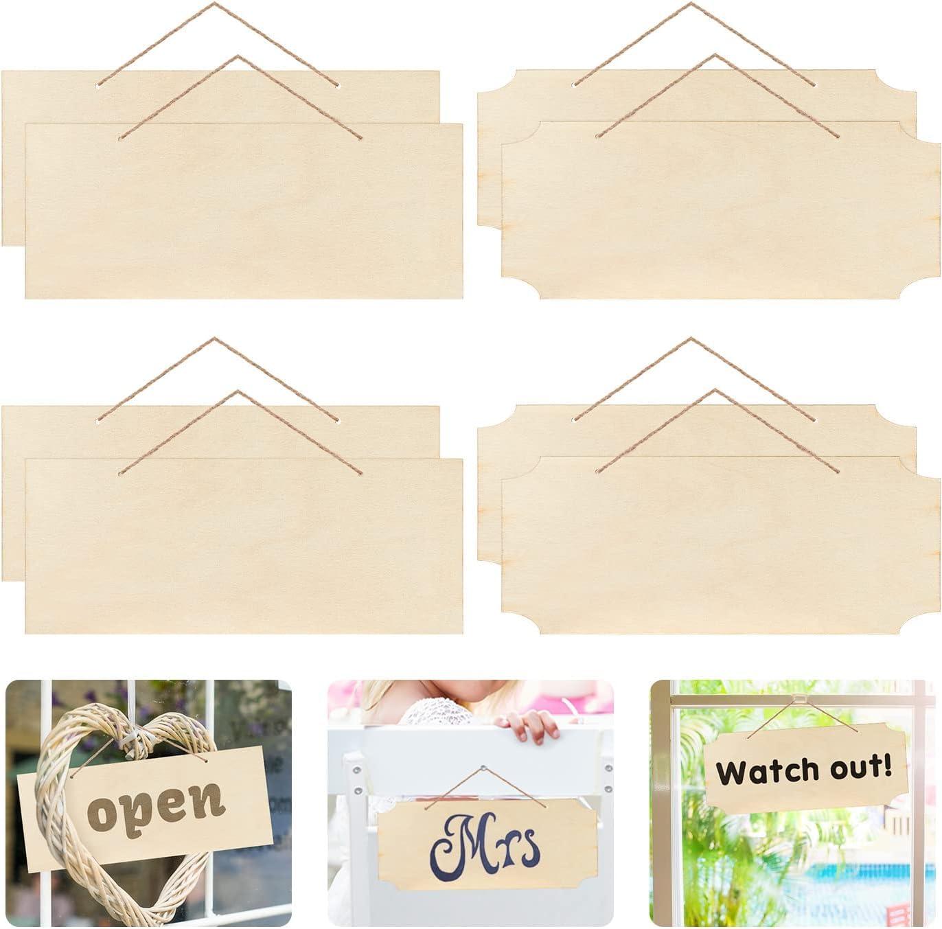 Haoser 15 Pcs Unfinished Wood Sign Blank Wood Blanks Wooden Plaque for Craft Oval Hanging Wood Sign 9 x 6 in Rectangle Shaped Wood Plaque Wood Ornaments Wood Slices for DIY Painting Writing Decoration - Haoser