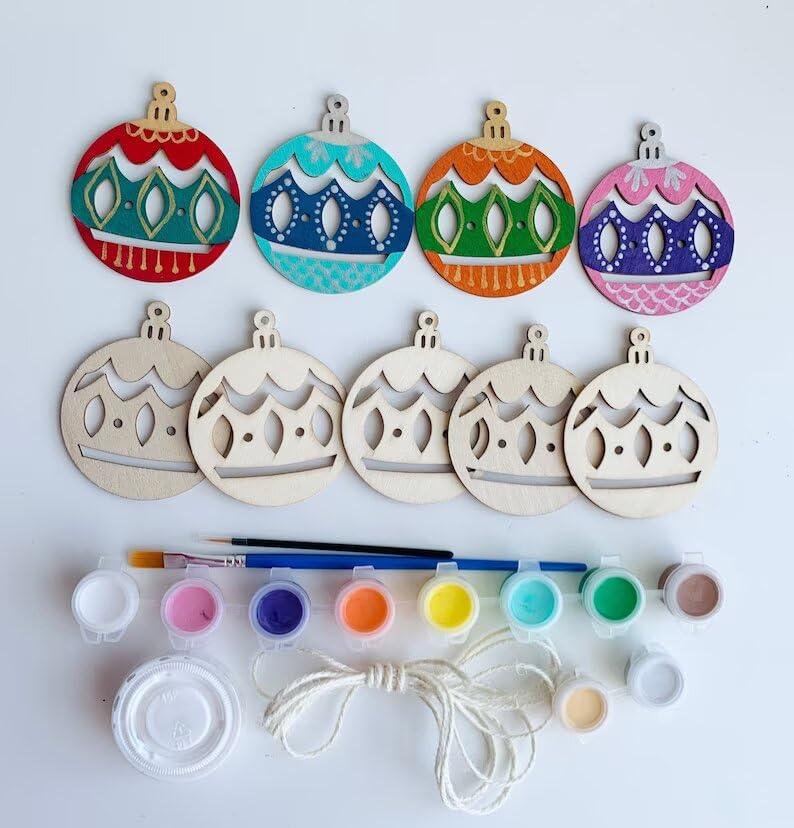 Haoser MDF Decorative Hanging orgnaments for chirtmas Craft, Unfinished Wood Cutouts Christmas Decoration DIY Crafts Wooden Christmas Tree MDF Christmas Ornaments - Haoser