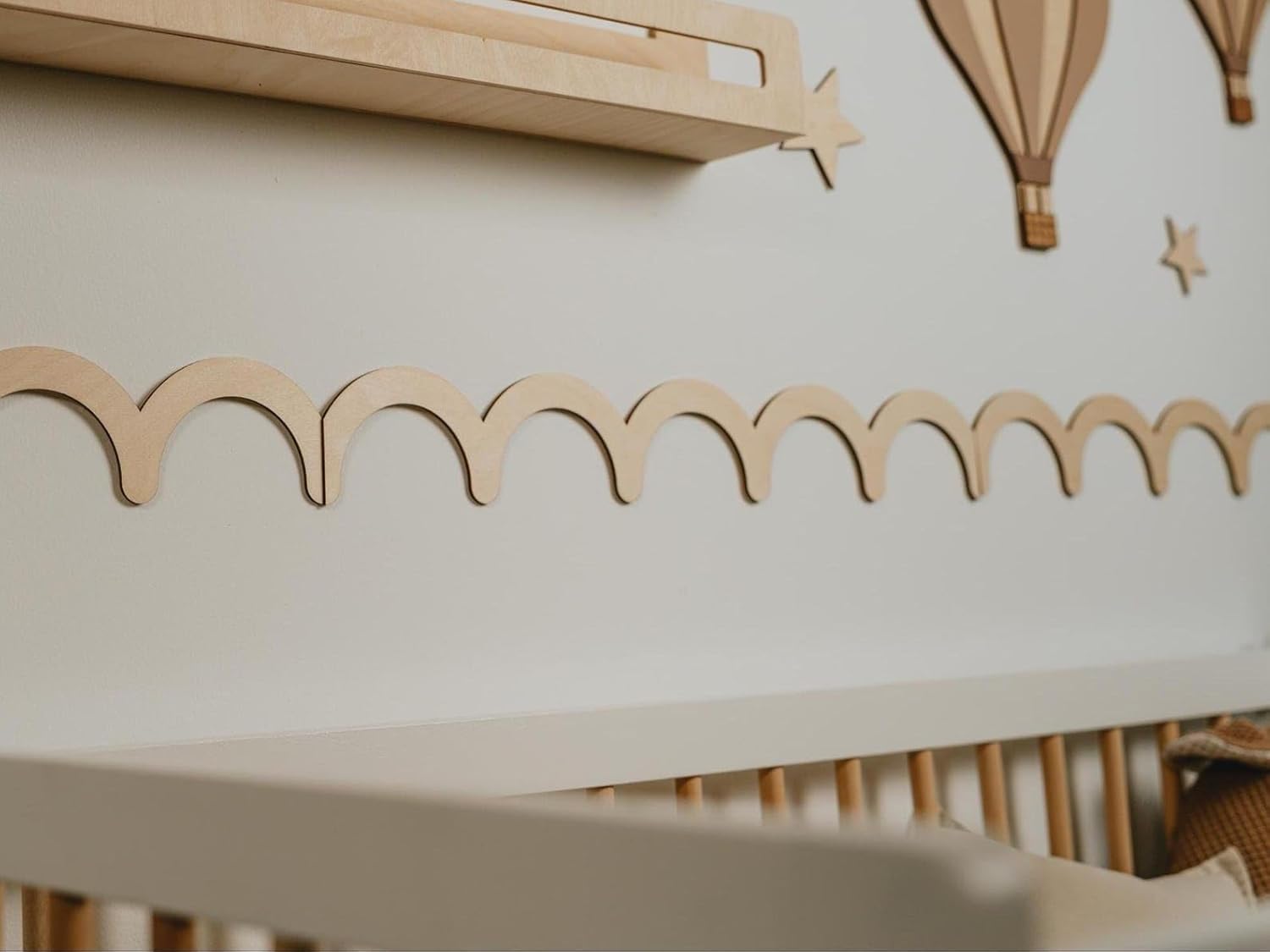 Wooden Scalloped Wall Trim Molding | Decorative Chair Rail Border for Kids