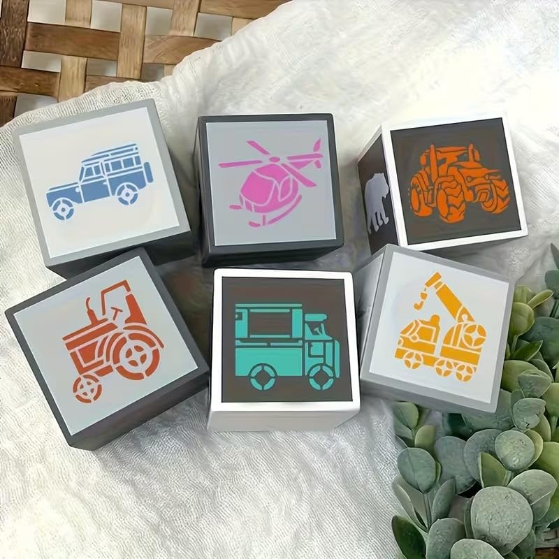 14 Pcs Vehicle Painting Stencil | Reusable Craft Stencils | Transport Vehicle Templates for Wall Painting