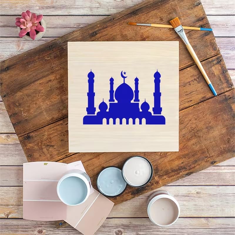 Islamic Ramadan Art Stencil 6 Inch | Reusable PET Plastic Stencil with Islamic Architecture & Posture Silhouette