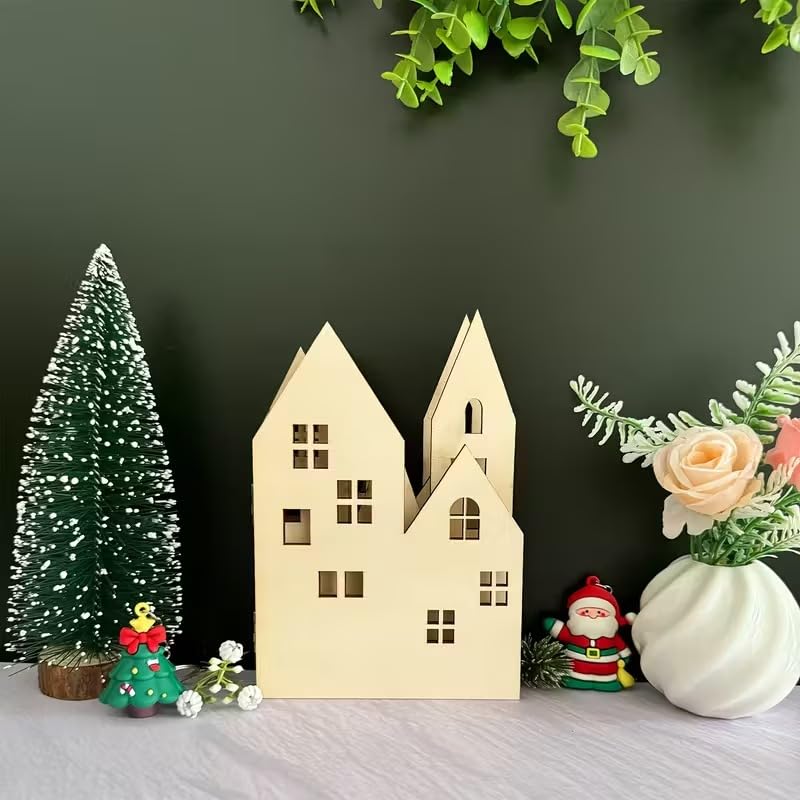 4 Pcs DIY Foldable Fairy Tale Town Building Set – European Village Christmas