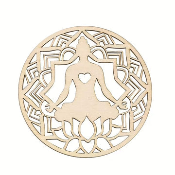 5 Pcs Seven Chakra Wooden Coasters | Laser Engraved MDF Coaster Set for Water Cups & Pots Spiritual