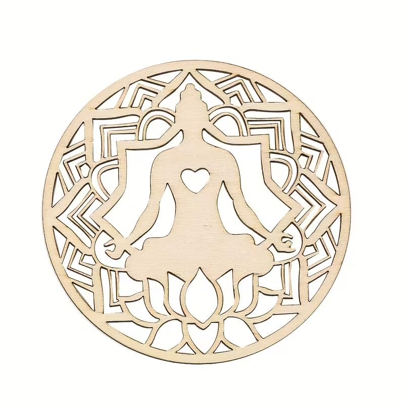 5 Pcs Seven Chakra Wooden Coasters | Laser Engraved MDF Coaster Set for Water Cups & Pots Spiritual