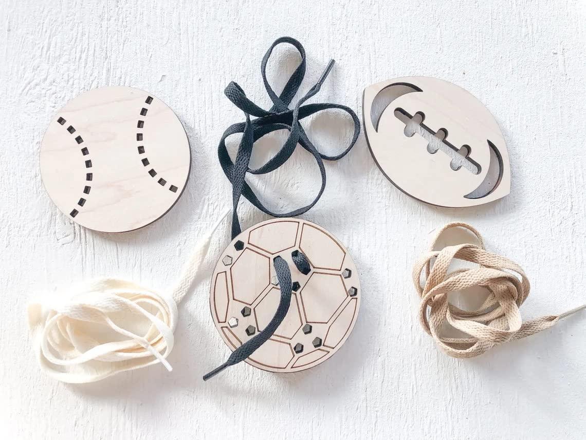 Haoser 3 Wooden Lacing Toy Lacing Toy Toddlers, Wooden Threading Toys, Educational and Learning Montessori Activity Baby and Kids, Fine Moto Pack of 3r Skill Toys, Star Square... - Haoser