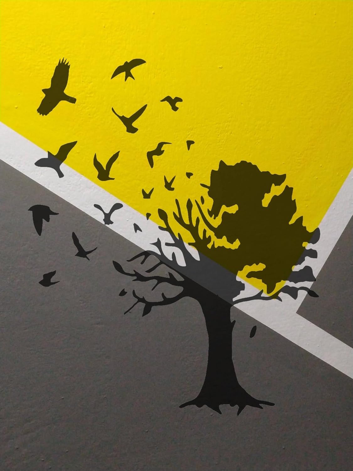 Tree with Flying Birds Stencil – 8.5x11 Inch Reusable Nature Stencil Template