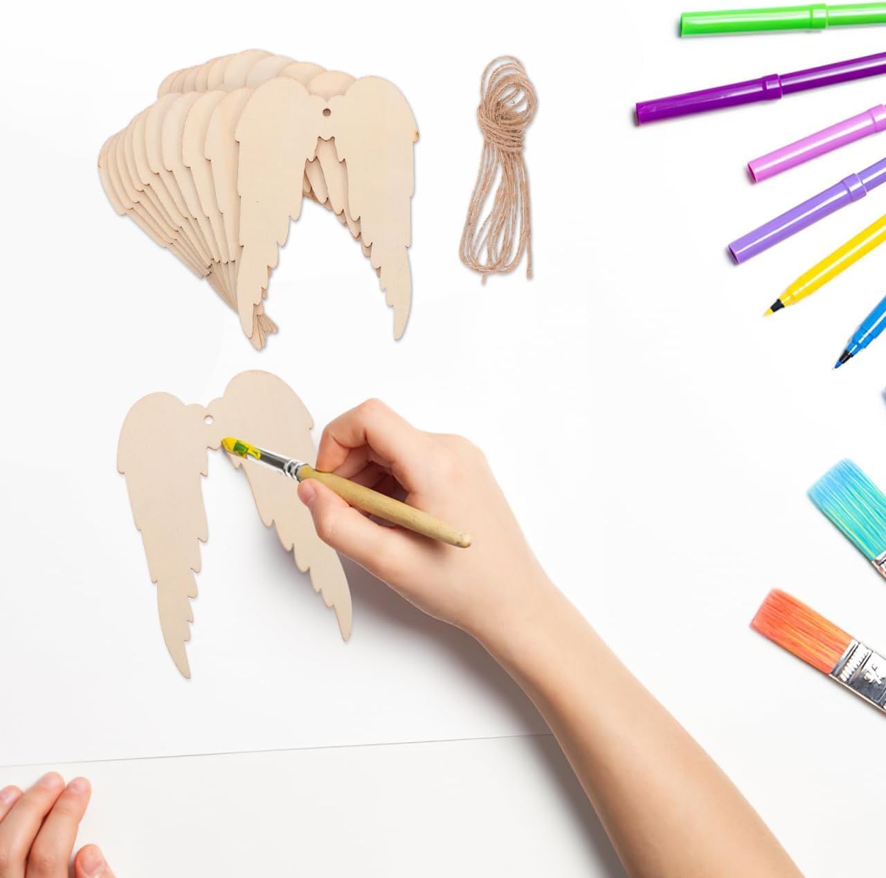 20 Pcs Angel Wings MDF Wooden Cutouts for DIY Craft | Unfinished Wood Angel Wing Shapes for Painting