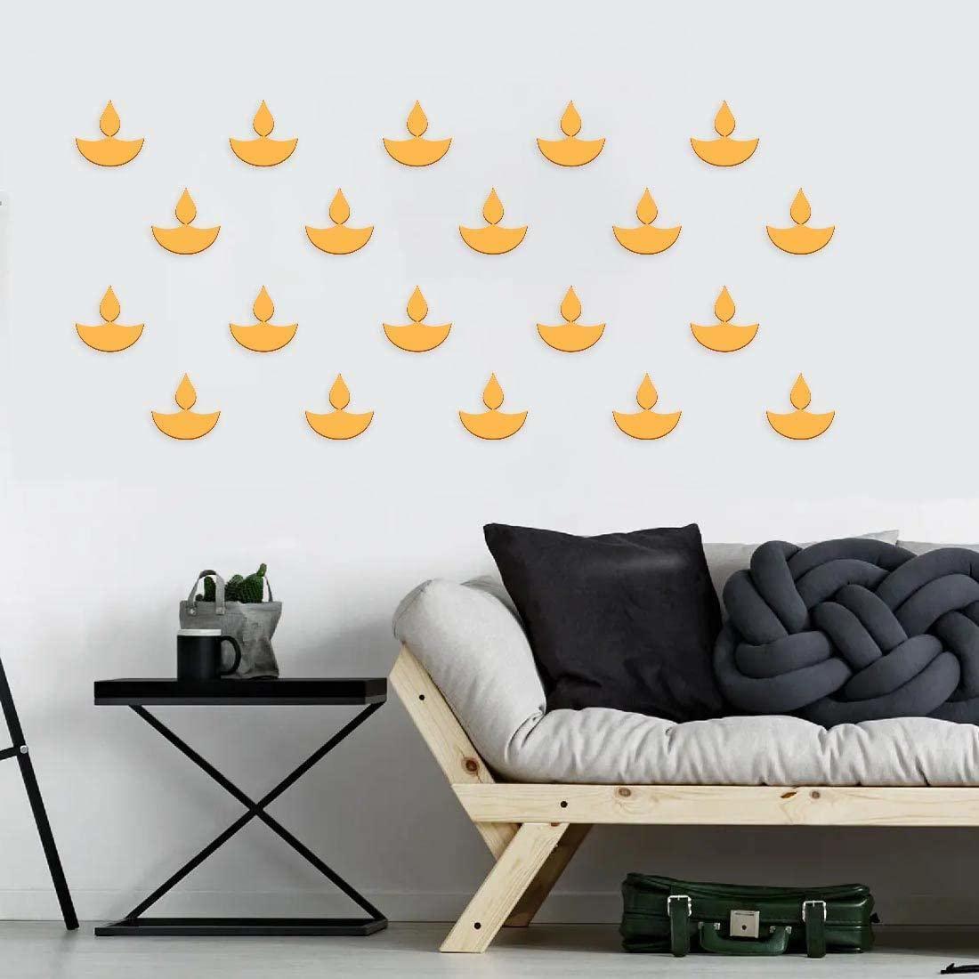 Haoser Pack of 10 Wooden Diya,s Cutout for Festivel Decorations | Floor Decoration Reusable Rangoli for Puja Function Blank Wooden Diya Cutouts for Diwali Decoration (4 in Cutouts) - Haoser