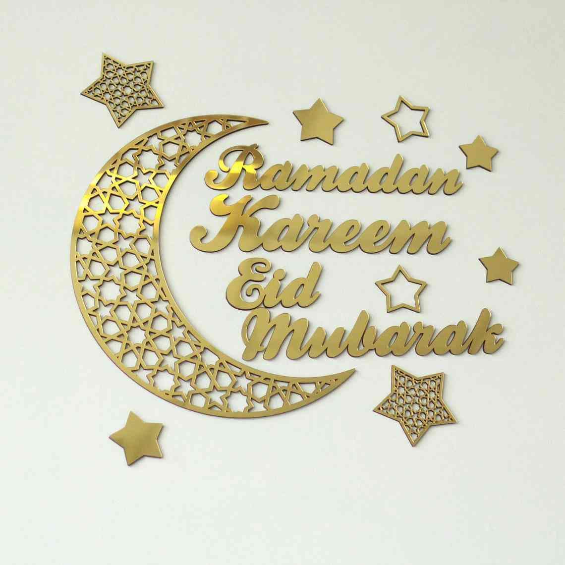 Haoser Ramadan Kareem Ramzan Mubarak Moon And Stars (gold)