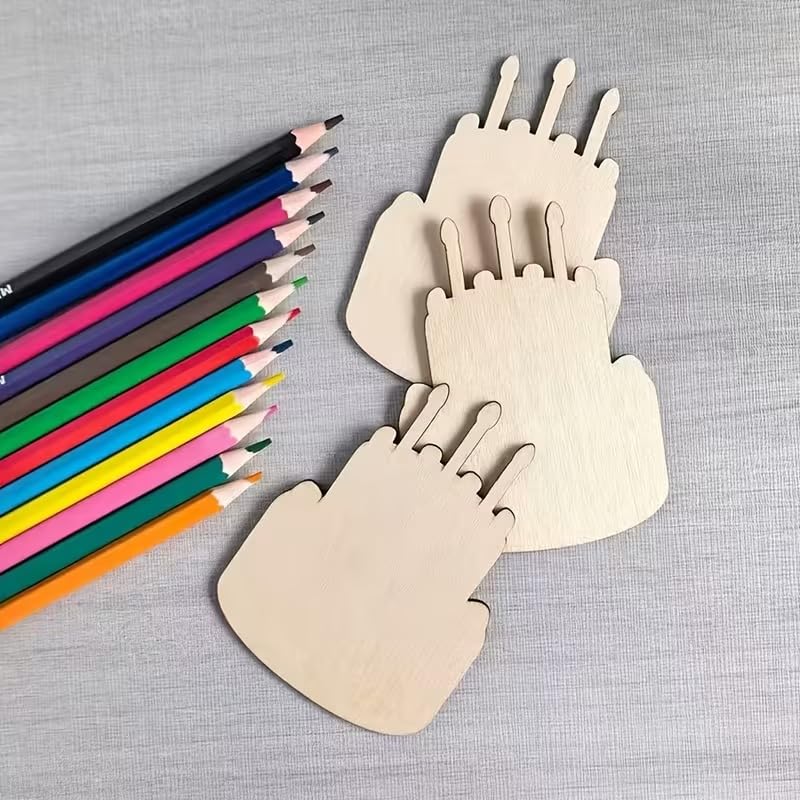 10 Pcs Pine MDF Wooden Birthday Cake Shape Decorations for DIY Painting & Graffiti Art, Hanging Birthday Wedding Party Ornaments for Christmas, New Year & Family Gatherings, 4 x 2.7 Inch