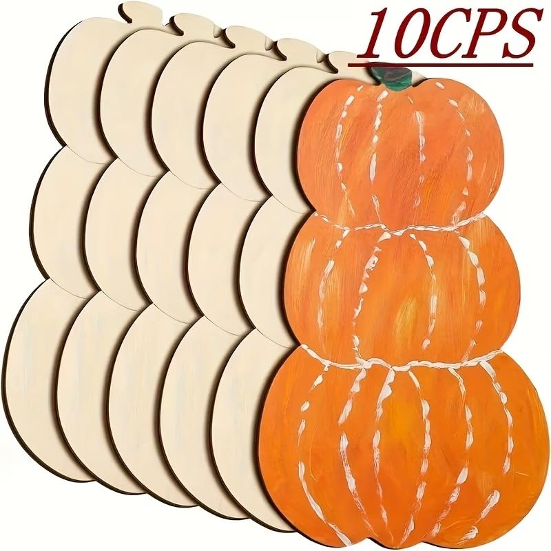 10 Pcs Pumpkin Wooden Cutouts for DIY Craft | MDF Craft Shapes