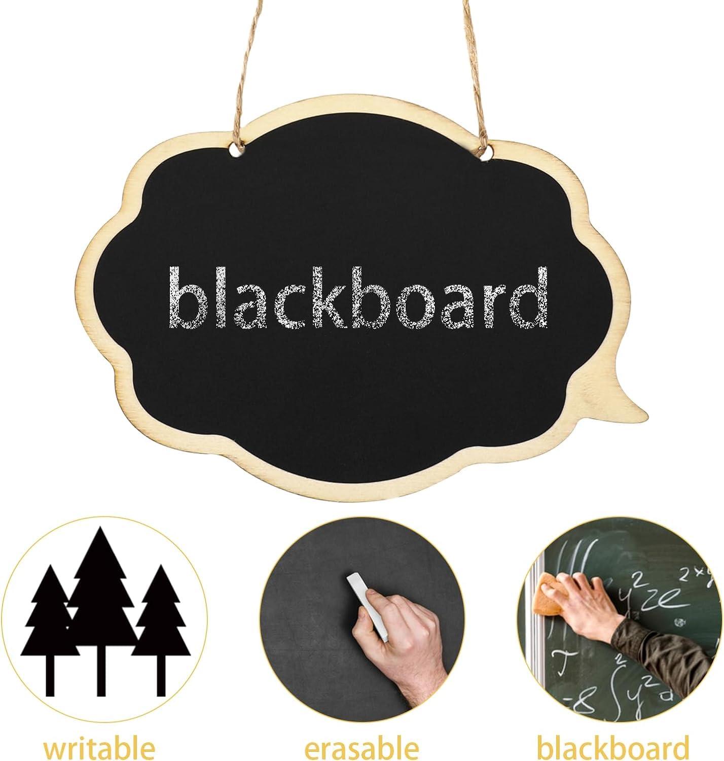 Haoser Chalkboard Tags with Jute Twine, Mini Erasable Chalkboards with Hanging String, Wooden Mini Chalkboard Signs, Hanging Chalkboard Labels, Price Tags, Message Tags - Haoser