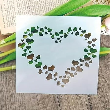 Heart Shape Plastic Drawing Template, White, Reusable Stencil for Photo Albums and Craft Projects, Home Decorations Stencil - 6 Inch