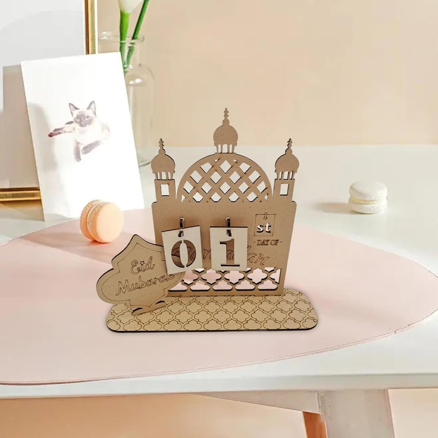 Ramadan Calendar Decoration for Tabletop | Wooden Ramadan Countdown Calendar