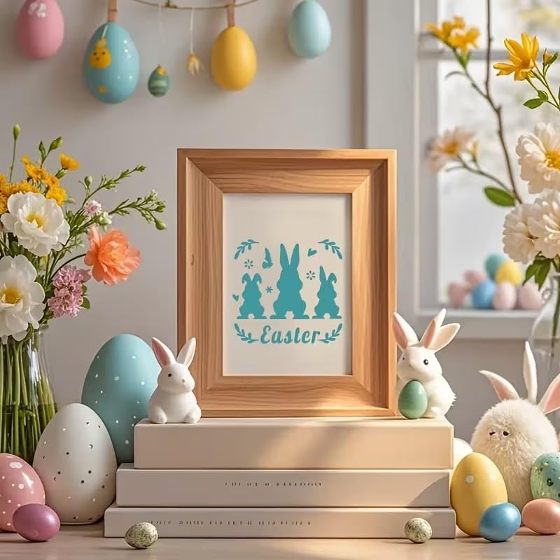 4-Pack Easter Rabbit Stencil Templates (5.91 x 5.91 Inch) | Reusable Bunny Painting Stencils for Wall Decor