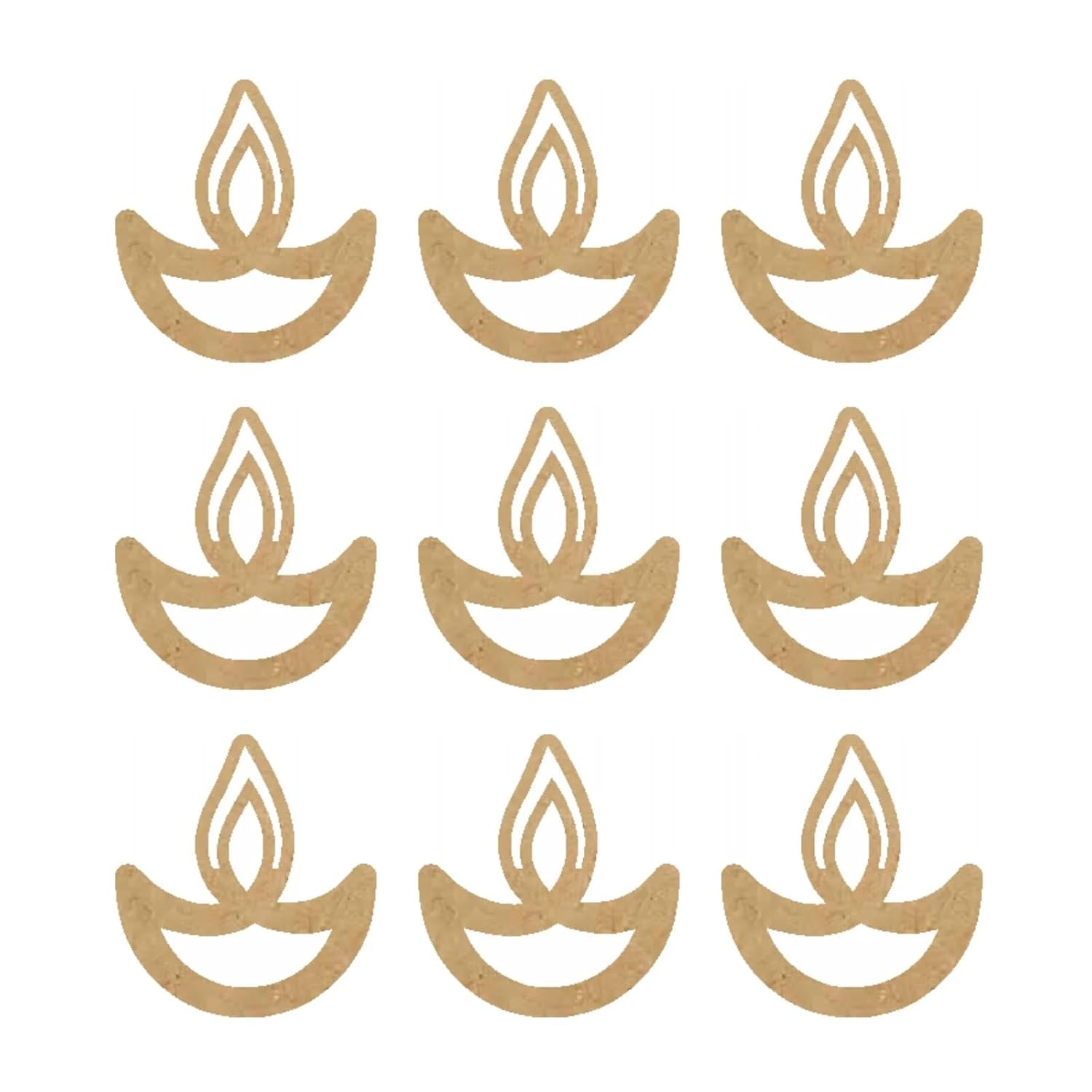 12 Pcs Wooden Swastik, Om, Lotus & Diya Cutouts for DIY Crafts – Pine MDF Shapes for Diwali Decoration, Pooja Room, Wall Hanging, Wedding & Home Festive