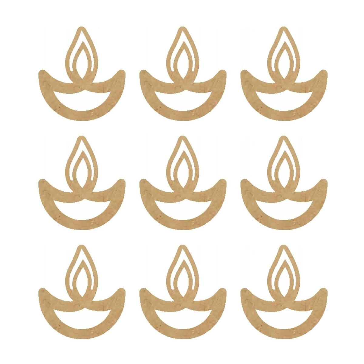 12 Pcs Wooden Swastik, Om, Lotus & Diya Cutouts for DIY Crafts – Pine MDF Shapes for Diwali Decoration, Pooja Room, Wall Hanging, Wedding & Home Festive