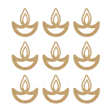 12 Pcs Wooden Swastik, Om, Lotus & Diya Cutouts for DIY Crafts – Pine MDF Shapes for Diwali Decoration, Pooja Room, Wall Hanging, Wedding & Home Festive