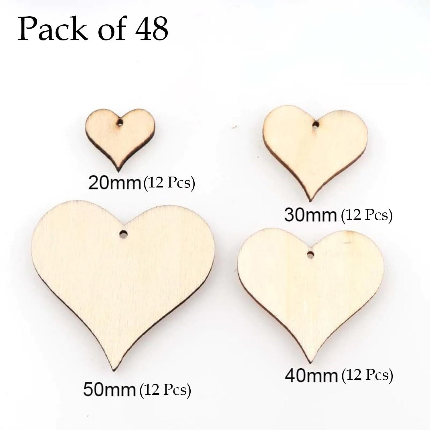Haoser Unfinished Blank Love Heart Wood Pieces, Heart Shape Wooden Crafts Coasters for DIY Architectural Models Drawing Painting Wood Engraving Wood Burning Laser Scroll Sawing - Haoser