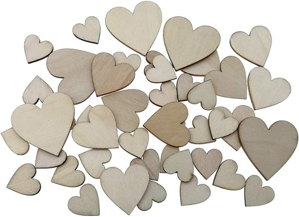 Haoser 100Pcs 1" Wooden Hearts for Crafts, Small Wood Hearts Cutout Slices, DIY Unfinished Wooden Ornaments Embellishments, Heart Sign Tag for Wedding Guest Book Decoration-(20mm,30mm,40mm). - Haoser
