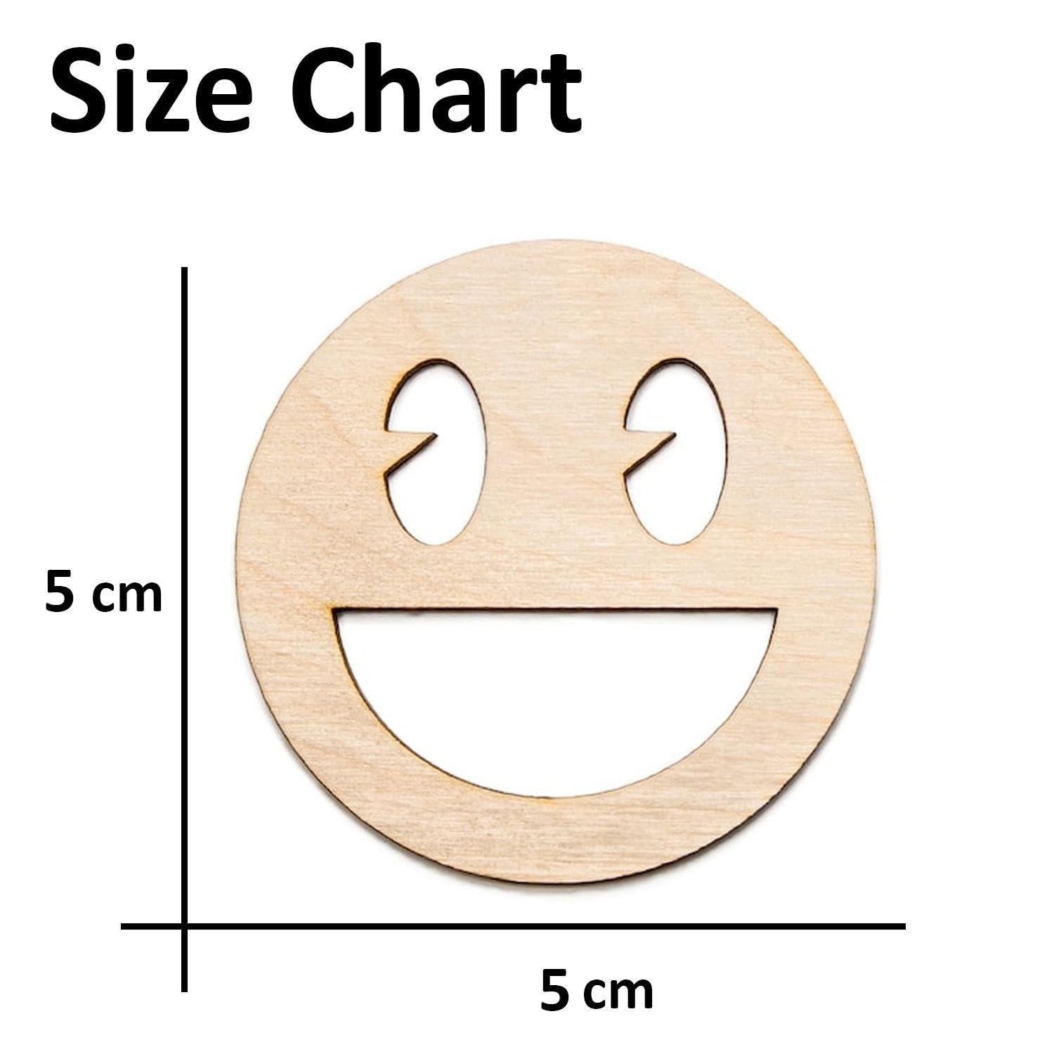 Curious Button Express Your Creativity with Unfinished Wooden Emoji Face Cutouts, Set of 4 Blank DIY Wood Shapes for Crafts, Painting, and Decorating - Ideal for Kids' Art Projects, and More - Haoser