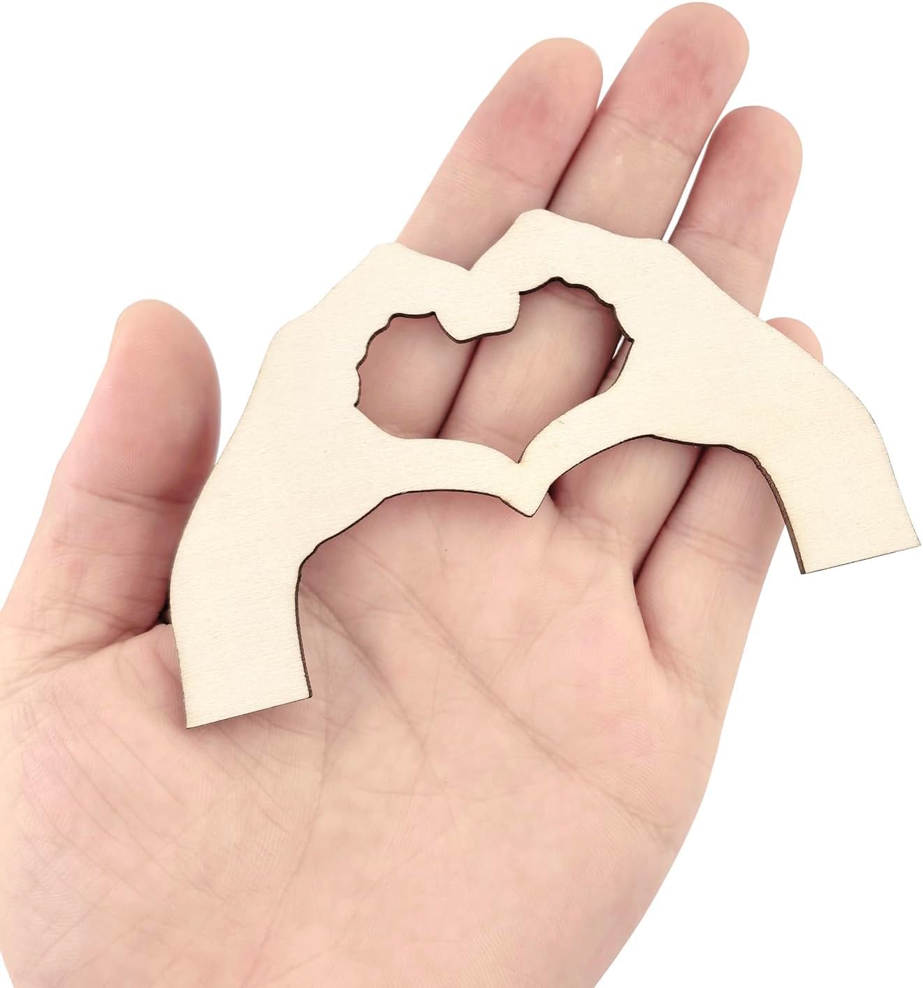 12 Pcs Wooden Hand Heart Cutouts for DIY Craft | Unfinished Hand Heart Shape Hanging Ornaments