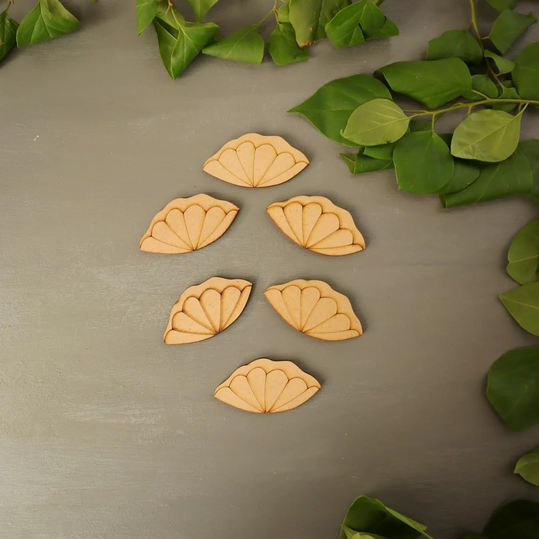 Set of 10 Wooden Rajwadi Lotus Cutout MDF Embellishments for Art & Craft