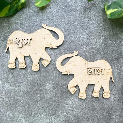Door Entrance Hanging, 2-Layered 3mm Thick Pine MDF - Subh Labh for Home Decor and Festivals