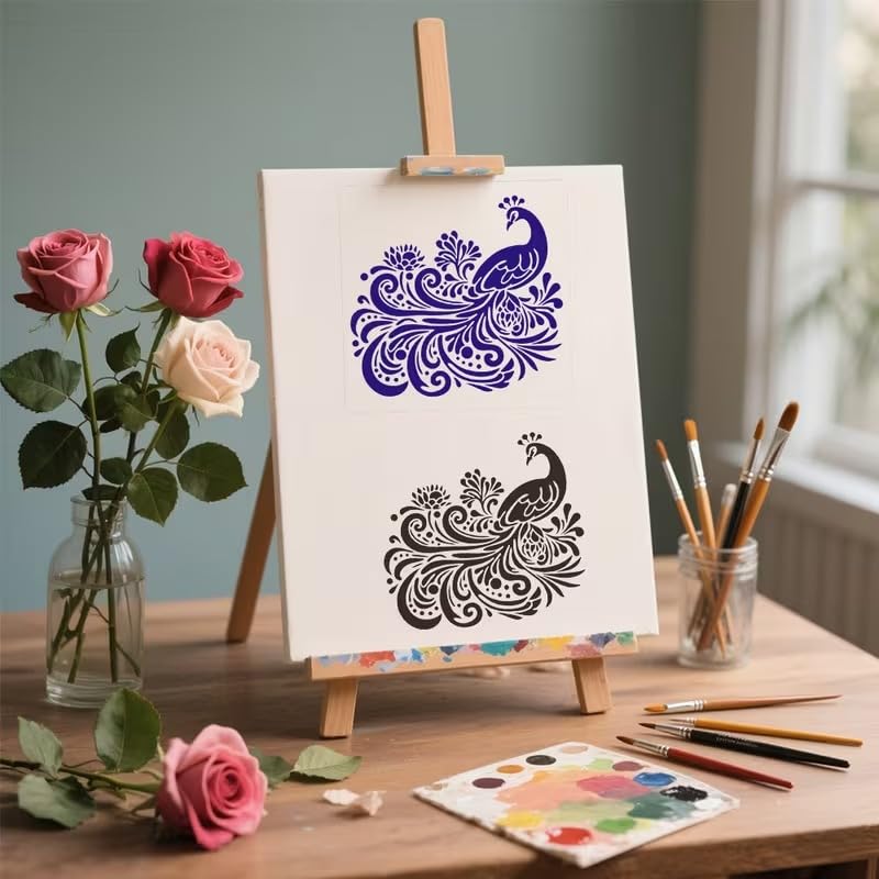 Peacock Painting Stencil | Reusable Plastic Craft Stencil | Decorative Peacock Template