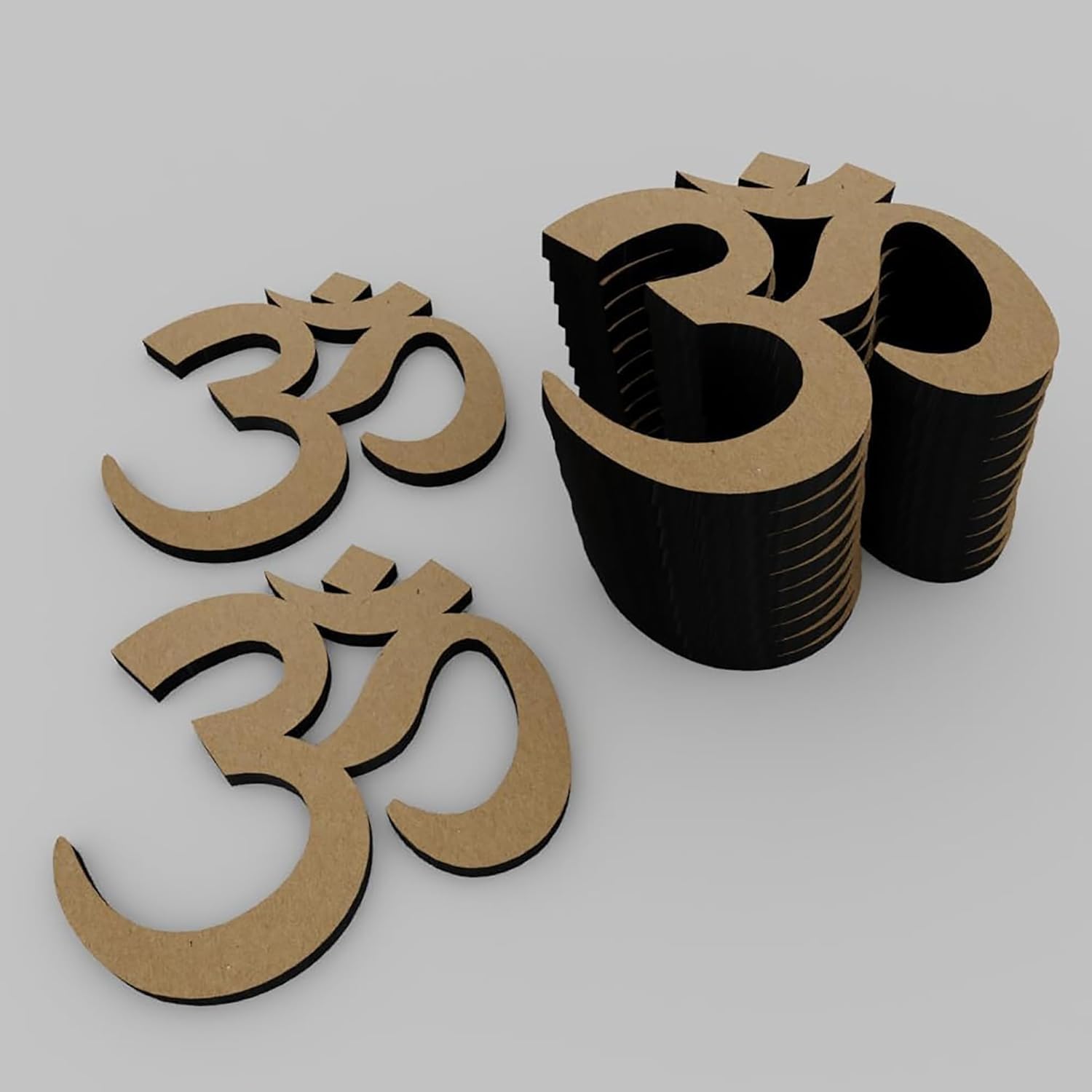 12 Pcs Wooden Swastik, Om, Lotus & Diya Cutouts for DIY Crafts – Pine MDF Shapes for Diwali Decoration, Pooja Room, Wall Hanging, Wedding & Home Festive